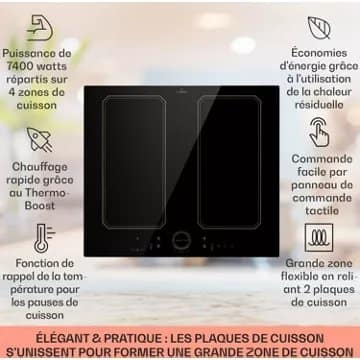 Table vitrocéramique KLARSTEIN Victoria 4 Flex 7400W - Noir – Image 3