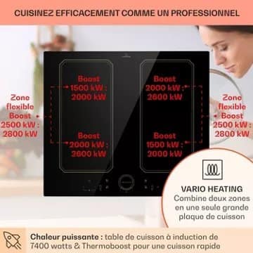 Table vitrocéramique KLARSTEIN Victoria 4 Flex 7400W - Noir – Image 4