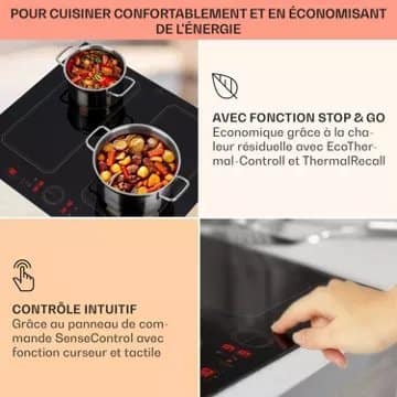 Table vitrocéramique KLARSTEIN Victoria 4 Flex 7400W - Noir – Image 5