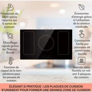 Table vitrocéramique KLARSTEIN Victoria 5 Flex 7400W - Noir – Image 3