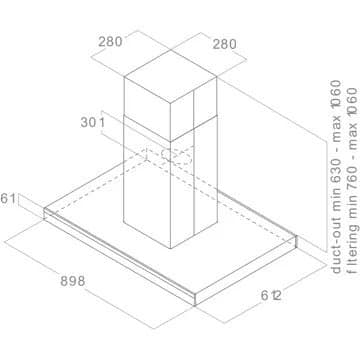 Hotte décorative îlot ELICA ADELE LUX IS BLIX A/90 X 60 – Image 4