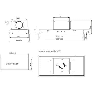 Hotte plafond ROBLIN INSPIRATION 1000 VERRE BLANC SANS MOTEUR – Image 3