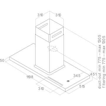 Hotte décorative îlot ELICA BIO ISLAND WH/A/120*58 ROVERE – Image 3