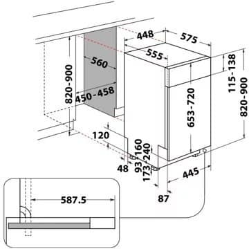 Lave vaisselle encastrable WHIRLPOOL WSBO3O34PFX 6ème Sens – Image 7